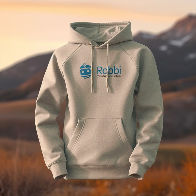 a hooded sweatshirt with the Robbi Technologies logo on the front